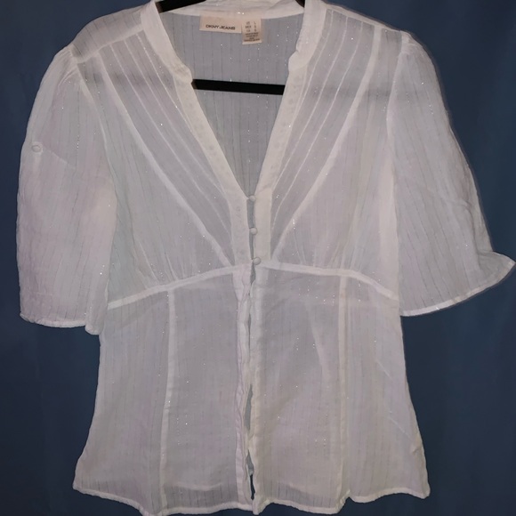 DKNY JEANS super lightweight shirt white size L - Picture 2 of 8
